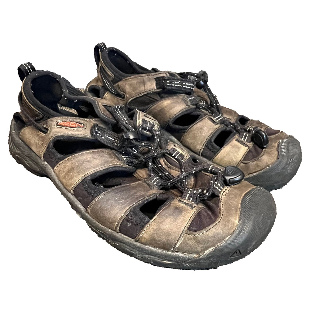 Keen Leather Sandals Mens 9 Brown Targhee Waterproof Trail Rugged Hiking Outdoor